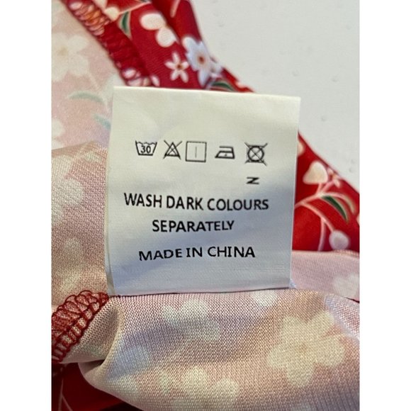 New Shows Womens Floral Mini Dress Halter Neck Back Keyhole Smocked Waist Red M - Picture 8 of 8